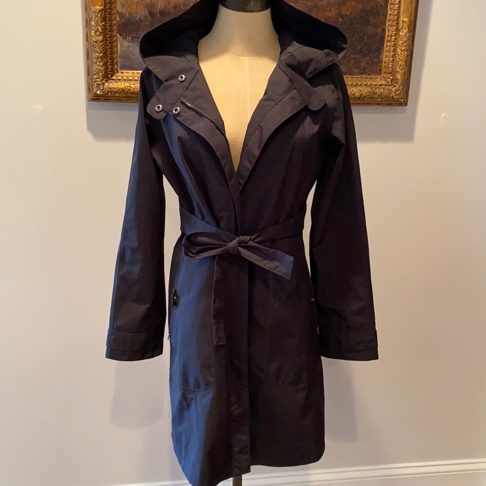 Patagonia Black Zip Belted  Rain Trench Jacket -S